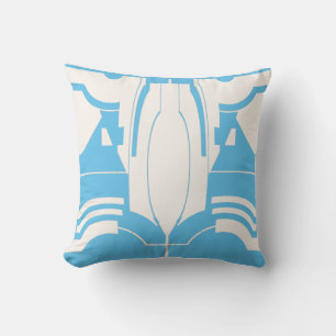 Light Blue on White Classical Mediterranean Motif Cushion