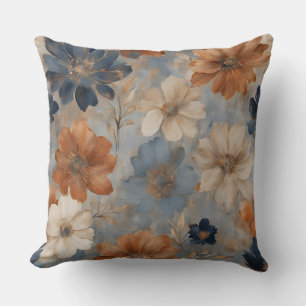 Light Blue Orange Beige Navy Modern Farmhouse Cushion