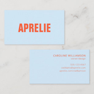 Light Blue Orange Bold Company Name Branding Business Card
