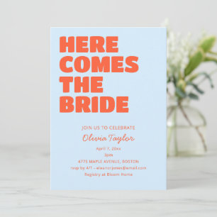 Light Blue Orange Bold Typography Bridal Shower Invitation