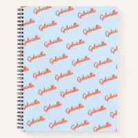 Light Blue Orange Name Personalised Script Notes