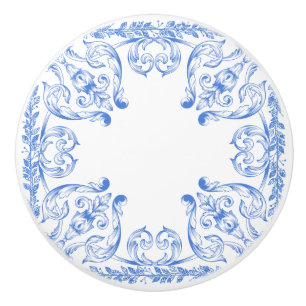 Light Blue Ornate Ceramic Drawer Knob