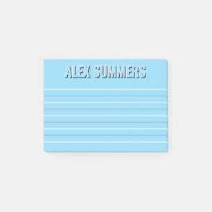 Light Blue Outline Shadow Block Letters Lined Post-it Notes
