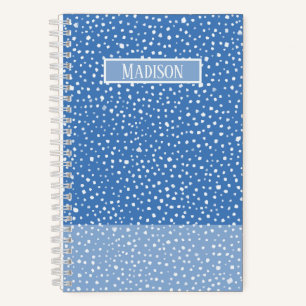 Light Blue Painted Smudge Dot Pattern Personalised Notebook
