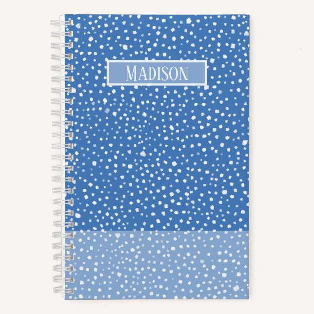 Light Blue Painted Smudge Dot Pattern Personalised Notebook (Front)
