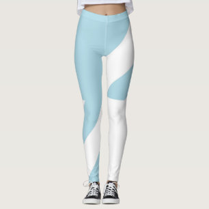 Light Blue (Pale Baby Blue) and White Asymmetrical Leggings