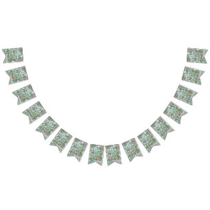 Light Blue & Pale Pink Peony Rose Floral Wedding Bunting