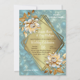 Light Blue-Palette on a Bronze Gold Barogue design Invitation