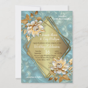 Light Blue-Palette on a Bronze Gold Barogue design Invitation