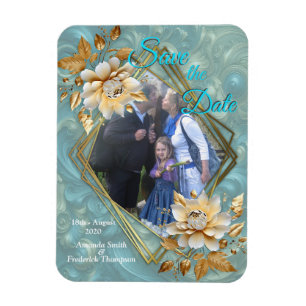 Light Blue-Palette on a Bronze Gold Barogue design Magnet