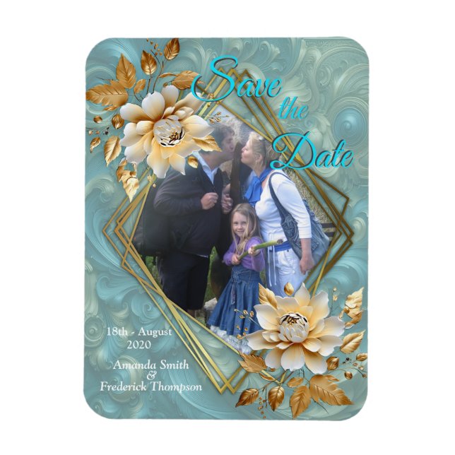 Light Blue-Palette on a Bronze Gold Barogue design Magnet (Vertical)
