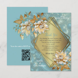 Light Blue-Palette on a Bronze Gold Barogue design RSVP Card