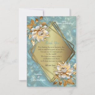 Light Blue-Palette on a Bronze Gold Barogue design Thank You Card