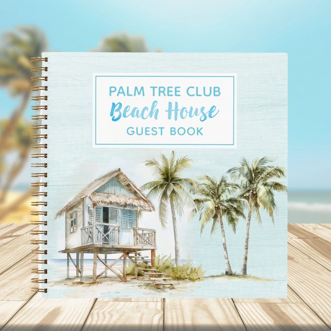 Light Blue Palm TreeS Beach House Guest Book (In situ, beach)