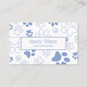 Light Blue Paw Print Dog Walker   Pet Sitter Business Card