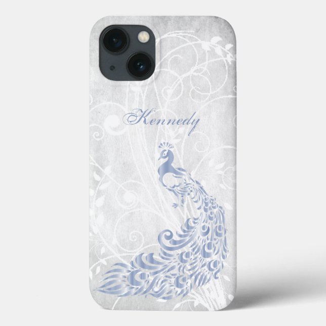 Light Blue Peacock Personalised iPhone X case (Back)