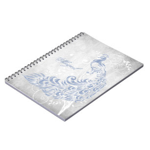 Light Blue Peacock Personalised Spiral Notebook