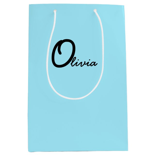 Light Blue Personalised Party Favour Bags (Front)