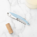 Light Blue Personalised Wedding Bridesmaid Corkscrew<br><div class="desc">Trendy,  light blue colour wine corkscrew opener for your wedding bridesmaid along with her name on back and printed in white,  stylised script. Personalise corkscrew by editing and replacing name with your bridesmaid's name. Available in many,  popular bridesmaid wedding colour schemes.</div>
