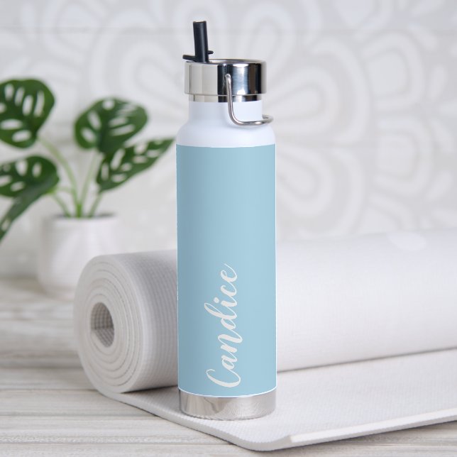 Light Blue Personalised Wedding Bridesmaid Water Bottle (Yoga)