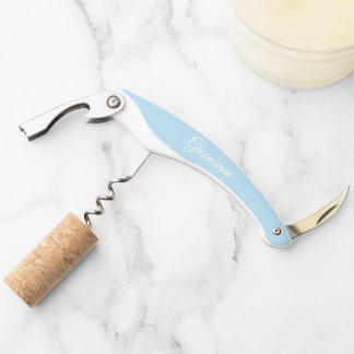 Light Blue Personalised Wedding Groomsman Corkscrew