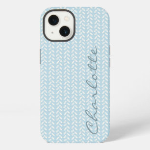 Light Blue Petals Knit Pattern iPhone 13 Case
