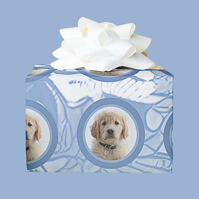 Light Blue Photo Pet Mum Grandma Dog Lover Gift  Wrapping Paper (Creator Uploaded)