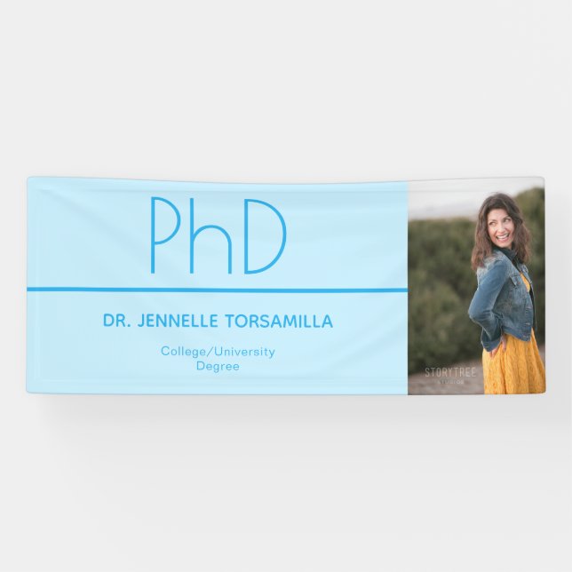 Light Blue Photo PhD Graduation Banner (Horizontal)