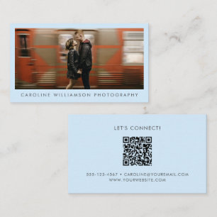 Light Blue Photo Portfolio QR Creative Branding Business Card