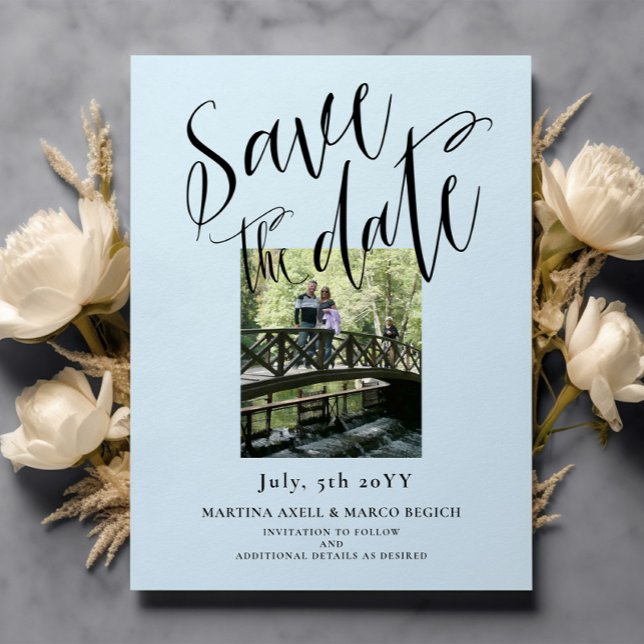 Light Blue Photo Save the date Postcard (Creator Uploaded)