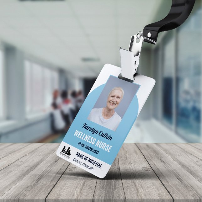 Light Blue Photo Your Logo Hospital ID ID Badge (Creator Uploaded)