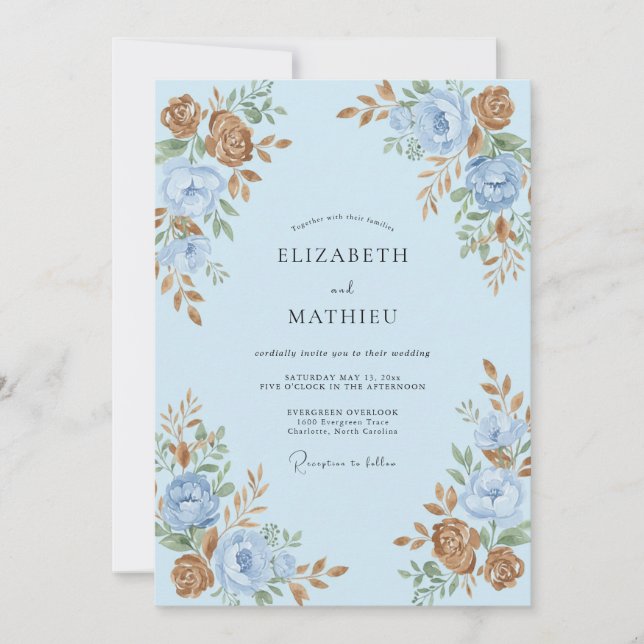 Light Blue Picturesque Vintage Wedding Invitation (Front)