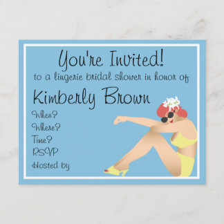 Light blue pin up girl bridal shower invitation