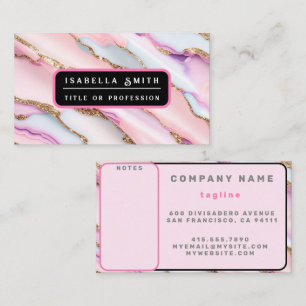 Light Blue Pink Agate Marble Modern Collection Business Card