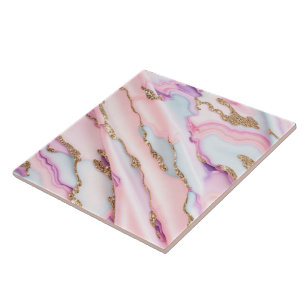 Light Blue Pink Agate Marble Modern Collection Ceramic Tile
