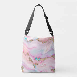 Light Blue Pink Agate Marble Popular Collection Crossbody Bag