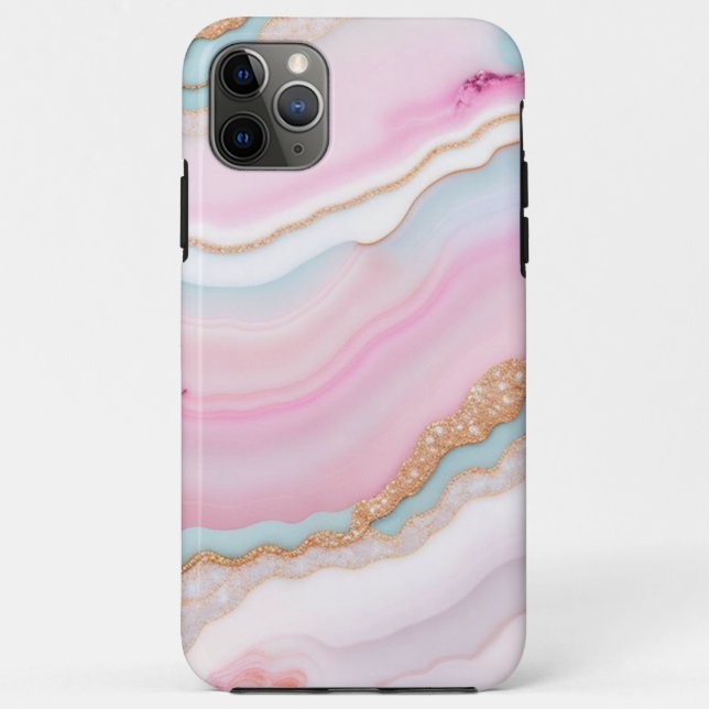Light Blue Pink Agate Marble Trendy Collection Case-Mate iPhone Case (Back)