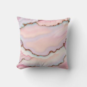 Light Blue Pink Marble Agate Modern Collection Cushion