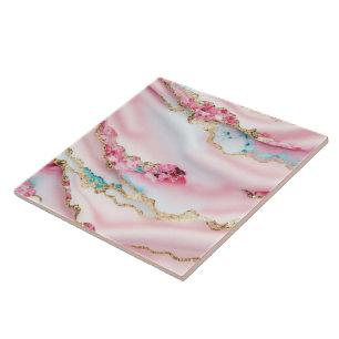 Light Blue Pink Marble Agate Popular Collection Ceramic Tile