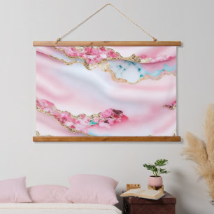 Light Blue Pink Marble Agate Popular Collection Hanging Tapestry