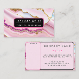 Light Blue Pink Marble Agate Trendy Collection Business Card