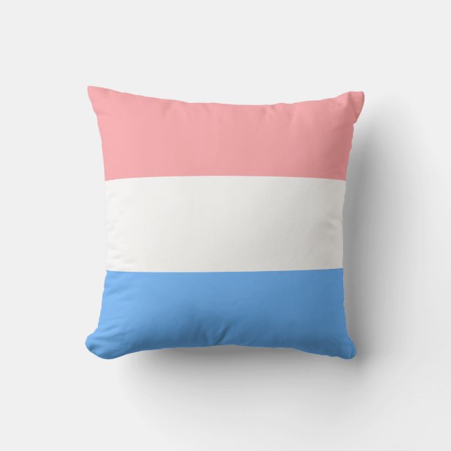 Light Blue Pink & White Pastel Colours Stripes Cushion (Front)