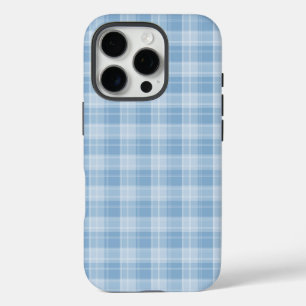 Light Blue Plaid Pattern iPhone 16 Pro Case