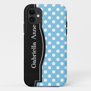 Light Blue Polka Dot Black Frame iPhone 5 case