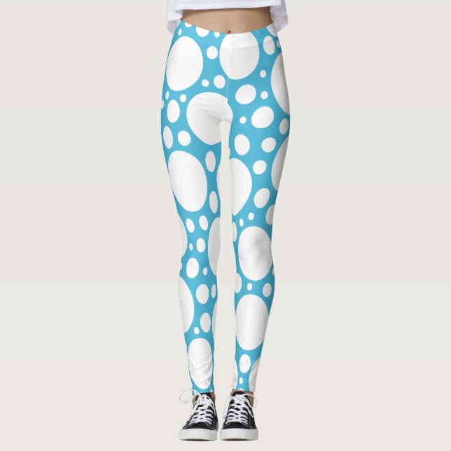 Light Blue Polka Dot Leggings (Front)