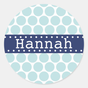 Light Blue Polka Dot Pattern Blue Banner Classic Round Sticker