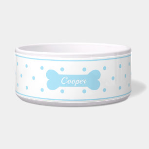 Light Blue Polka Dots With Dog Bone & Name