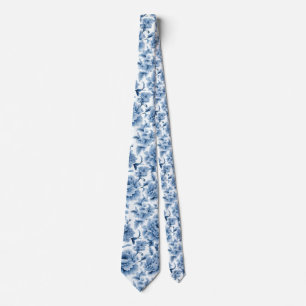 Light Blue Porcelain Floral Wedding Groomsmen Gift Tie