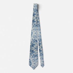 Light Blue Porcelain Floral Wedding Groomsmen Gift Tie