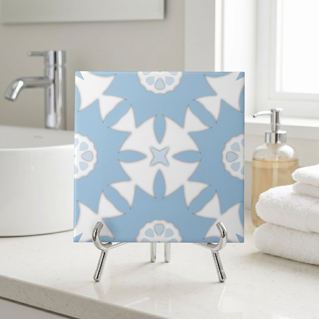Light Blue Portuguese Azulejo Geometric Mosaic Ceramic Tile (Creator Uploaded)